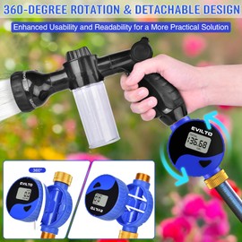 Water Flow Meter with 360° Rotatable and Removable Panel, Alloy Inlet & Outlet Flow Meter Measure Gallon/Liter Consumption for Garden Hose Watering, RV Water Tank Filling, Lawn Sprinkler