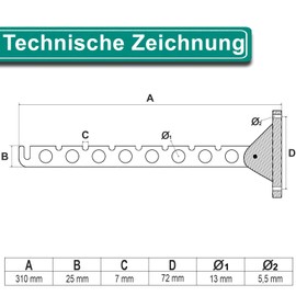 PRIOstahl 1 x Clothes Fan | Clothes Hook / Coat Hook / Hanging Rack / Hook | Foldable - 310 mm (Pack of 1, White)