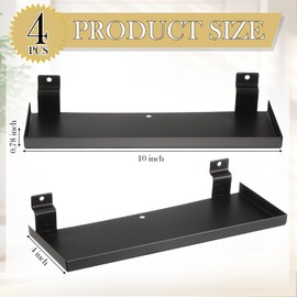Otoolling 4 Pack 10 x 4 Inch Slatwall Shelves, Metal Slat Wall Shelf Accessories, Heavy Duty Retail Display Panel for Home Shoe Stores Boutiques Storage and Organization, Black