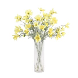 2 Pcs Artificial Fake Flowers Plants Cosmos Silk Flower Arrangements Wedding Bouquets Decorations Plastic Floral Table Centerpieces for Home Kitchen Garden Party Decor Approx 23.6'' High - Yellow