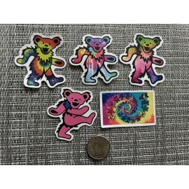 5 Grateful Dead / Jerry Garcia / Dead & Co. Tie Dye Dancing Bear Vinyl Stickers