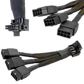 DKARDU 16 AWG PCIE 5.0 12VHPWR 600W 3x8 Pin to 16Pin (12+4Pin) 90 Degree Right Angle Supply Adapter Cable for Graphics Card RTX 4090 4080 3090TI 4070Ti (B Type)