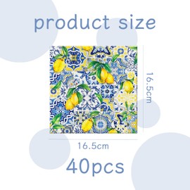 MAXQUU 40 Sheets Of Lemon Printed Tissues, Vintage Patterned Napkins, Table Decoration, Suitable For Parties, Restaurants, And Picnics.