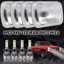 QULOOX For Buick Regal Grand National 1984-1987 4PCS 4X6" LED Headlights Hi-Lo Beams A+