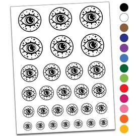 Magical All Seeing Eye Temporary Tattoo Water Resistant Fake Body Art Set Collection - Hot Pink (One Sheet)