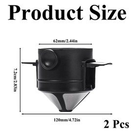 2 Pcs Pour Over Coffee Dripper Reusable Pour Over Coffee Dripper Paperless Coffee Filter Cone for Home and Office Use