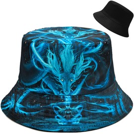 Malaxlx Women's Fishing Hat, Bucket Hat, Fishing Hat, Sun Hat, Fishing Hat, Summer Hat, Foldable Beach Hat, Outdoor Hat, dragon, Unit size