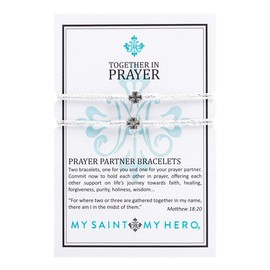 My Saint My Hero Together in Prayer - Prayer Partner Bracelets - Metallic Silver/Silver