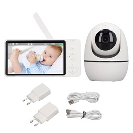 5 Inch HD Screen Baby Camera Monitor Night Vision Sound Detection Indoor Security Camera for Home Use EU Plug