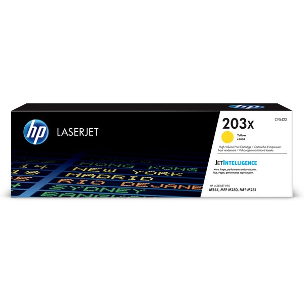 HP CF542X 203X High Yield Original LaserJet Toner Cartridge, Yellow,