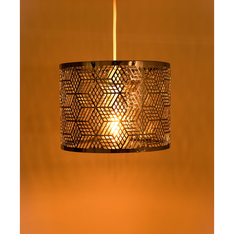 Innoteck Modern Decorative Cube-Pattern Chrome Metal Drum Shade, Multi-Functions for