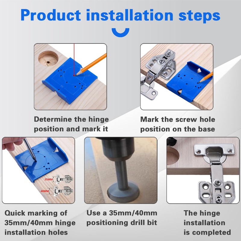 Bntyok 2 Pack Cabinet Door Hinge Jig Mounting Jig Concealed