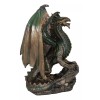 Bronzite Dragon Standing on Rock Statue Collectible Figurine 9 Inch