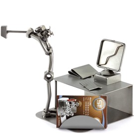 Steelman24 I Nuts and bolts sculpture PC-Crash With Business Card Holder I Handmade ornaments I Made in Germany I I Metal figurine