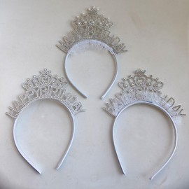 Nocwpsi 1Pc Shiny Headband Rhinestone Sparkling Birthday Headband Crowns,Pattern B