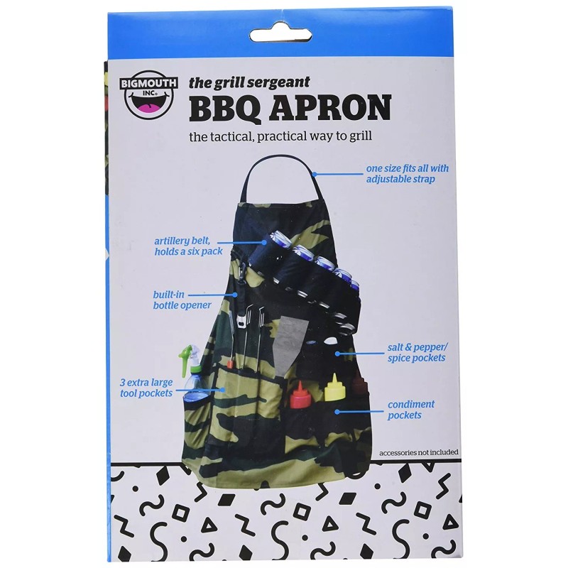 Big Mouth The Grill Sergeant BBQ Apron CAMOUFLAGE 6 Pack