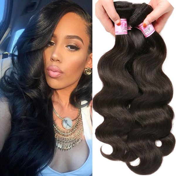 Beauty Forever Indian Body Wave Hair 3 Bundles Hair Extensions 100% Unprocessed Human Virgin Hair Weaves Natural Color 95-100g/pc (20 22 24)