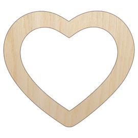 Heart Hollow Unfinished Wood Shape Piece Cutout for DIY Craft Projects - 1/4 Inch Thick - 6.25 Inch Size