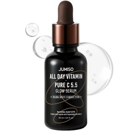 JUMISO All Day Vitamin Pure C 5.5 Glow Serum – Suero Vitamina C Pura 5.5% con Ácido Ferúlico, Alfa Arbutina y Tocoferol – Para Manchas Oscuras, Opacidad y Líneas Finas – 30 ml