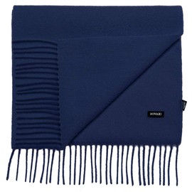 Bovari Cashmere Scarf, 100% Cashmere, Premium Quality, 180 x 31 cm, various colours (Edel Kuschelweich) - navy blue, size: m