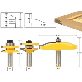 FTVOGUE Conjunto de 3 Piezas Plantilla de Patrón de Ajuste Al Ras de Vástago de 1/2 Pulgada Juego de Brocas Enrutador Herramienta de Corte de Fresado Con Rodamiento Superior de Madera