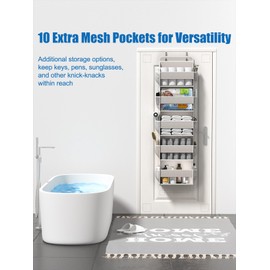 Hioya Over The Door Storage Organizer, RV Bathroom Organizer, Over The Door Organizer Camper Storage and Organization, 5 Shelf Hanging Over Door Organizer for Camper, Bathroom, Bedroom, Closet-Beige