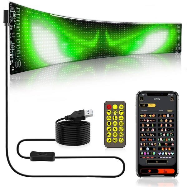 Programmable LED Sign for Car Window, Flexible App-Controlled USB-Powered 5V