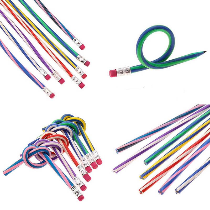 Hamiggaa 35 PCS Colorful Flexible Soft Bendable Pencil with Eraser,