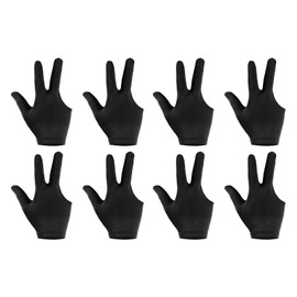 PATIKIL 3 Fingers Pool Gloves 8pcs Billiard Gloves Left and Right Hand Show Gloves Pool Cue Gloves for Shooter Carrom Pool Snooker Cue Sports Black