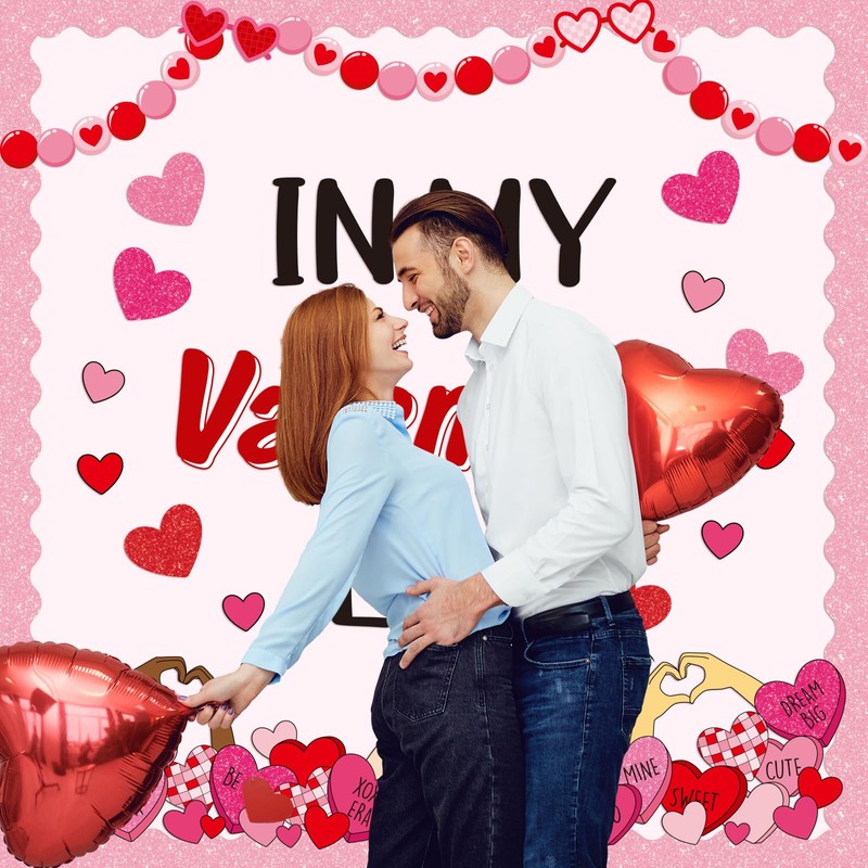 Mooliwe 93 Pcs Valentine's Day Bulletin Board Decoration Valentine Love