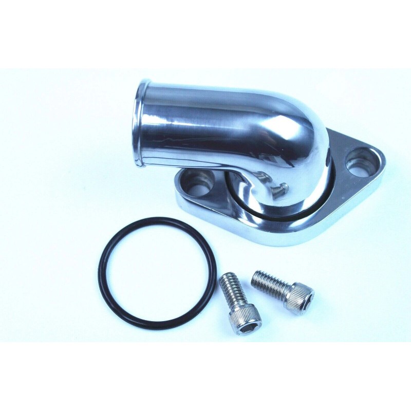 espeedpro21 SBC BBC CHEVY 90° SWIVEL POLISHED WATER NECK THERMOSTAT