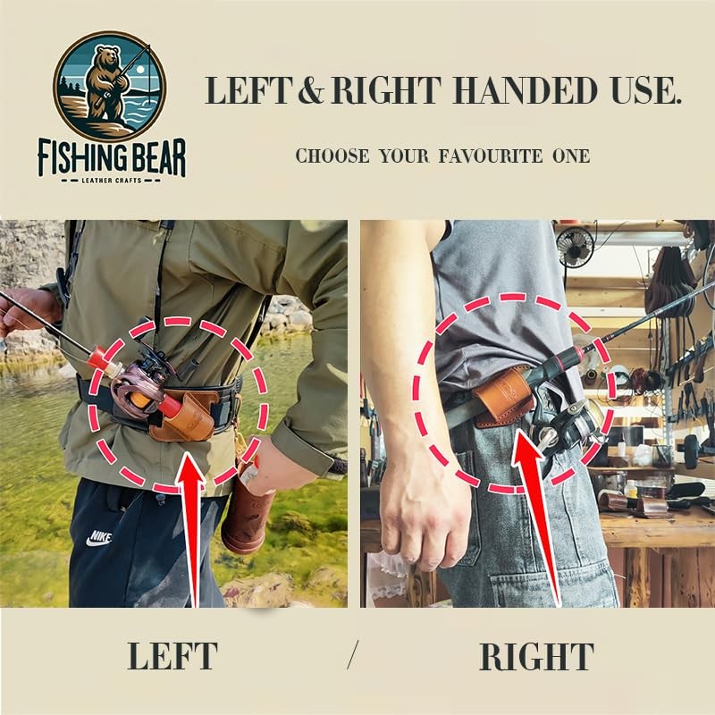Fishing Rod Holster for Belt Genuine Leather,Fishing Pole Holster, Fly