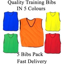PROSTYLE SPORTS 5 X Football Training Bibs Football Netball Rugby Hockey Cricket - Orange - Adult