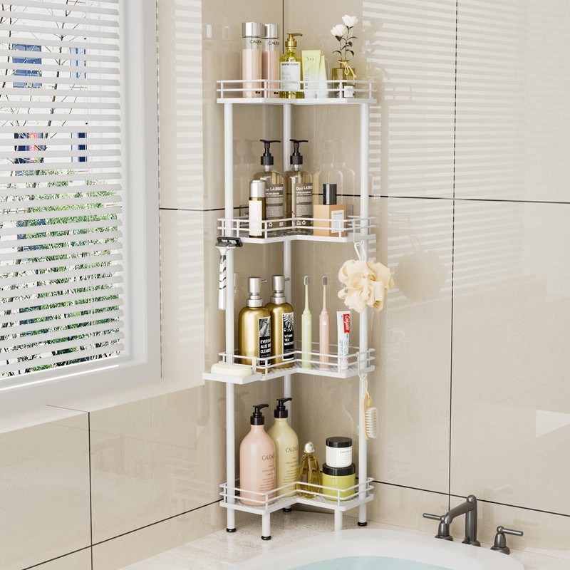 Consumest Corner Shower Caddy Standing - 4-Tier Stainless Steel Shower