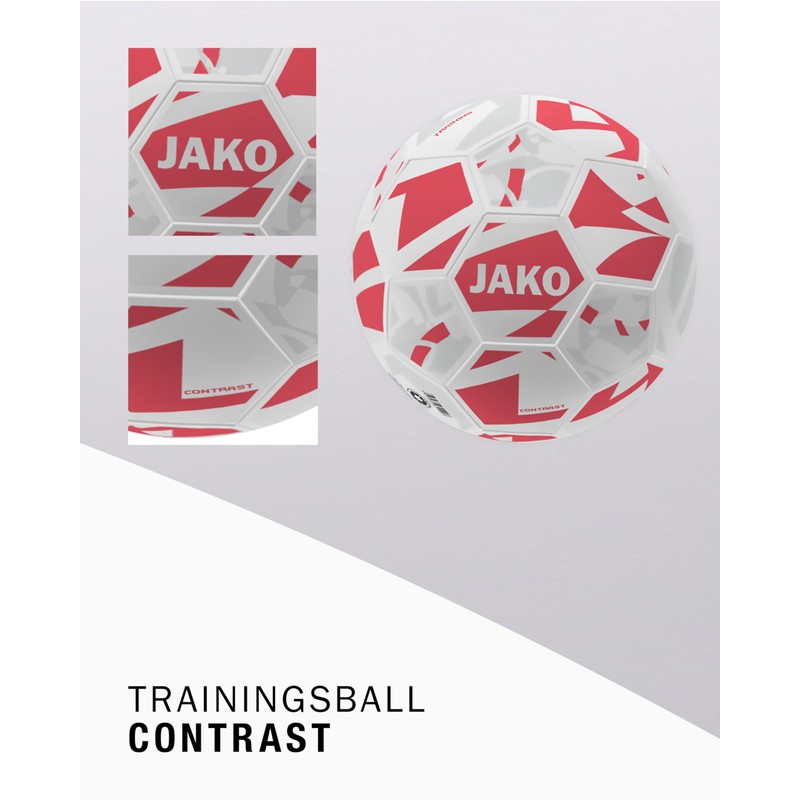 JAKO Contrast Training Ball, White/Coral, 4
