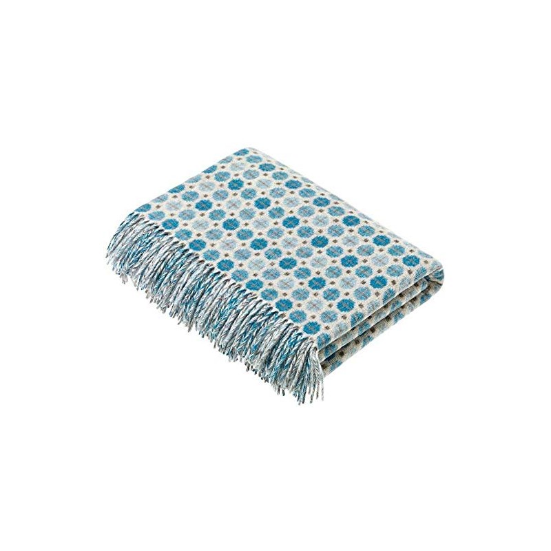 Bronte Milan Skye Aqua Blue Soft Pure Merino Lambswool Blanket