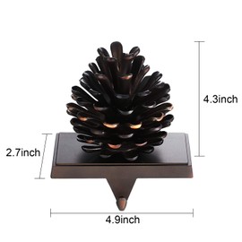 Christmas Stocking Holders Mantle Fireplace Stocking Hanger Metal Gift Stocking Hook for Christmas Decoration (Pine Cone)