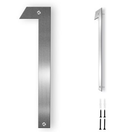 ziyue 12 Inches House Numbers for Outside Modern House Address Numbers Metal Floating Home Address Sign for Outdoor from 0-9(Silver 1)