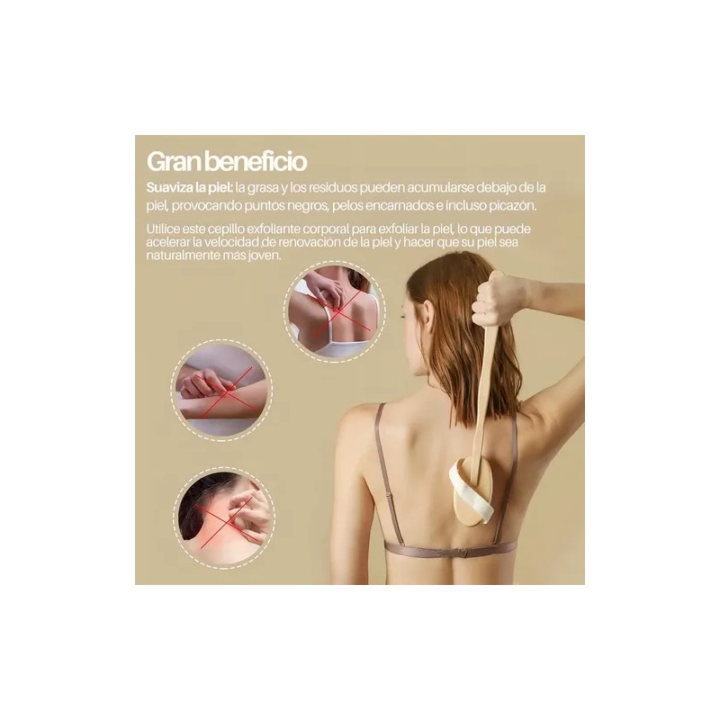 Cepillo Corporal En Seco Cerdas Naturales Mango Removible F