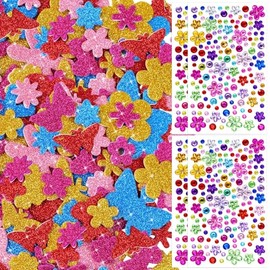 836 calcomanías de espuma con purpurina y calcomanías de gemas, calcomanías de gemas para manualidades, joyas de diamantes de imitación para manualida