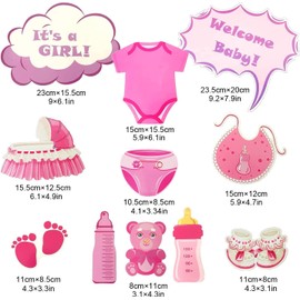 Pack of 27 It's A Girl Pink Photo Props Photo Booth Props Photobooth Decoration for Baby Shower Baby Shower Christening Baby Birthday Baby Shower Party Baby Shower Photo Accessories-A1