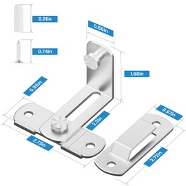 SMARTSTANDARD Barn Door Lock, 90 Degree Barn Door Latch, Stainless Steel Gate Latch Hardware, Barn Door locks and Latches for Bedroom, Wooden Fence, Pocket Door, Cat Door, Bathroom (Silver, 2PCS)