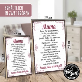 TypeStoff® Wooden Sign with Saying - Danke Mama - Vintage Look Quote Gift and Decoration for Love, Mum and Family, 19,5 x 28,2 cm