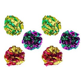 PETFAVORITES Original Mylar Crinkle Balls Cat Toys - 6 Pack
