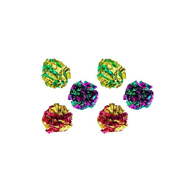 PETFAVORITES Original Mylar Crinkle Balls Cat Toys - 6 Pack