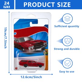 Tatuo 24 Pcs Protector Packs Compatible with Hot Wheels Model Car Clamshell Cases Plastic Car Display Protective Case Clear Die Cast Car Blister Pack Covers, 7.5 x 5 x 2 Inch