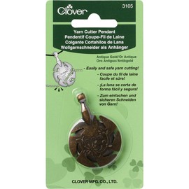 Clover Yarn Cutter Pendant, Antique Gold