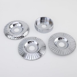 Angle Grinder Wood Carving Disc Set, 7/8 Inch Arbor, 3.5"/4" Attachments, Wood Shaping/Grinding/Cutting Wheel, Silver, 4pcs