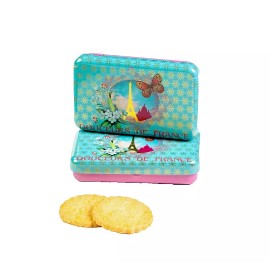 LA SABLESIENNE, SET OF 2, 'PARIS BLEU' FRENCH SHORTBREAD MINI TINS, 35g EACH