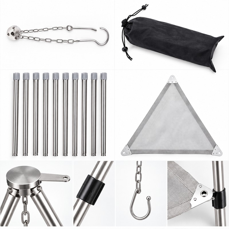 Portable Camping Fire Pit Tripod for Outdoor Campfires – Foldable